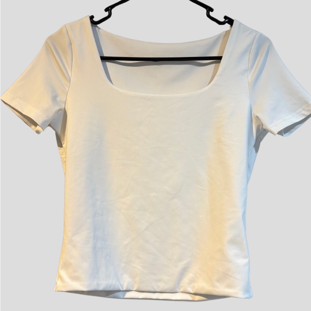 White square neck top